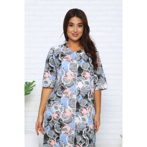 Халат женский Х-371 кулирка (последний размер) розовый-голубой 52