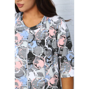 Халат женский Х-371 кулирка (последний размер) розовый-голубой 52