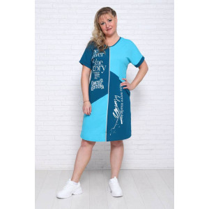 Халат женский Х-379 кулирка (последний размер) изумрудный-бирюзовый 54,56,58