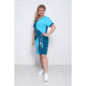 Халат женский Х-379 кулирка (последний размер) изумрудный-бирюзовый 54,56,58