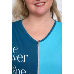 Халат женский Х-379 кулирка (последний размер) изумрудный-бирюзовый 54,56,58