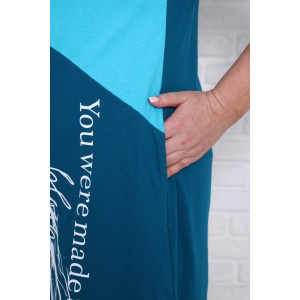 Халат женский Х-379 кулирка (последний размер) изумрудный-бирюзовый 54,56,58