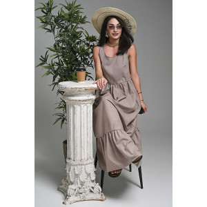 Сарафан женский №059315 лён (р-ры: 44-52) бежевый