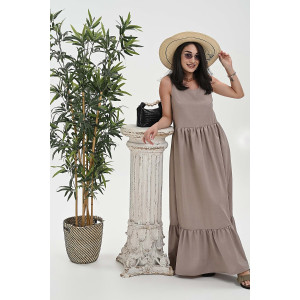 Сарафан женский №059315 лён (р-ры: 44-52) бежевый