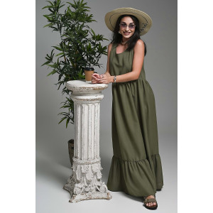 Сарафан женский №059315 лён (р-ры: 44-52) хаки