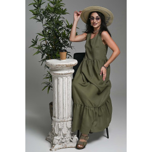 Сарафан женский №059315 лён (р-ры: 44-52) хаки