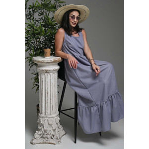 Сарафан женский №059315 лён (р-ры: 44-52) серо-голубой
