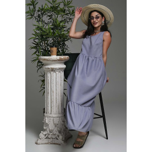 Сарафан женский №059315 лён (р-ры: 44-52) серо-голубой
