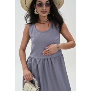Сарафан женский №059315 лён (р-ры: 44-52) серо-голубой
