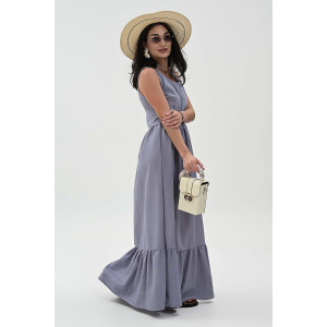 Сарафан женский №059315 лён (р-ры: 44-52) серо-голубой