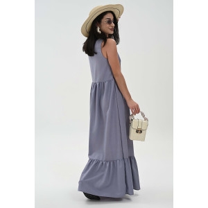 Сарафан женский №059315 лён (р-ры: 44-52) серо-голубой