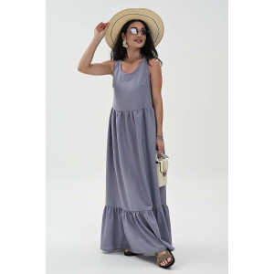 Сарафан женский №059315 лён (р-ры: 44-52) серо-голубой