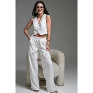 Брюки женские №059313 полиэстер (р-ры: 42-52) белый