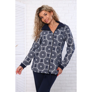 Костюм двойка женский №33 футер с лайкрой 2-х нитка (р-ры: 50-60) темно-синий