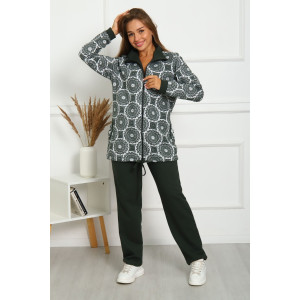 Костюм двойка женский №33 футер с лайкрой 2-х нитка (р-ры: 50-60) хаки