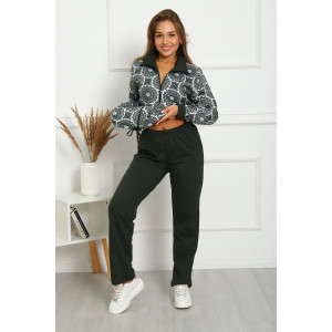 Костюм двойка женский №33 футер с лайкрой 2-х нитка (р-ры: 50-60) хаки