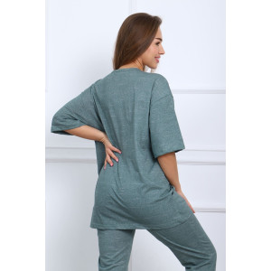 Пижама женская №627 кулирка (р-ры: 48-60) зеленый