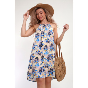 Сарафан женский №18064 штапель (р-ры: 44-54) желтый-голубой