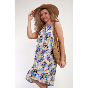 Сарафан женский №18064 штапель (р-ры: 44-54) желтый-голубой