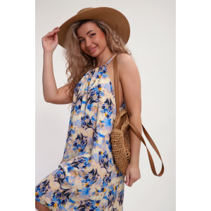 Сарафан женский №18064 штапель (р-ры: 44-54) желтый-голубой