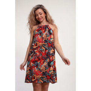 Сарафан женский №18064 штапель (р-ры: 44-54) красный-абстракция
