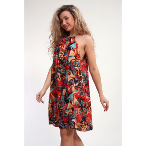 Сарафан женский №18064 штапель (р-ры: 44-54) красный-абстракция