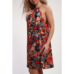 Сарафан женский №18064 штапель (р-ры: 44-54) красный-абстракция