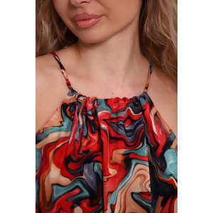 Сарафан женский №18064 штапель (р-ры: 44-54) красный-абстракция