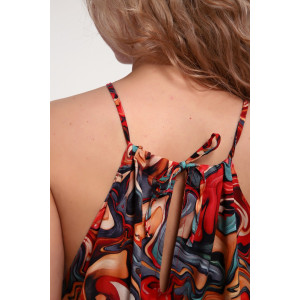 Сарафан женский №18064 штапель (р-ры: 44-54) красный-абстракция