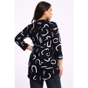 Туника женская №24231 кулирка (р-ры: 46-64) черно-белый