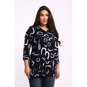 Туника женская №24231 кулирка (р-ры: 46-64) черно-белый
