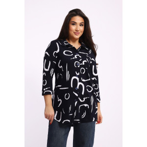 Туника женская №24231 кулирка (р-ры: 46-64) черно-белый