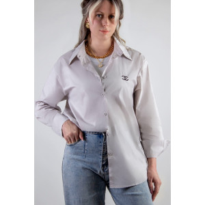 Рубашка женская №055206 коттон (р-ры: 42-50) серо-бежевый