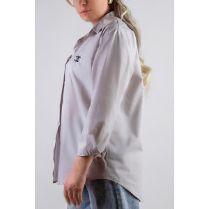 Рубашка женская №055206 коттон (р-ры: 42-50) серо-бежевый