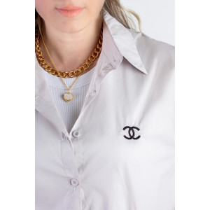 Рубашка женская №055206 коттон (р-ры: 42-50) серо-бежевый