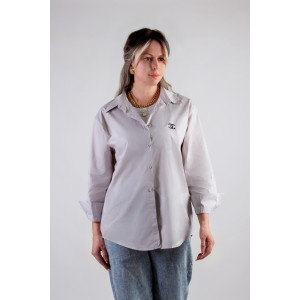 Рубашка женская №055206 коттон (р-ры: 42-50) серо-бежевый