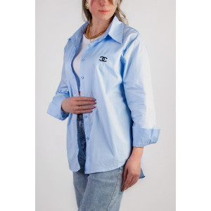 Рубашка женская №055206 коттон (р-ры: 42-50) голубой