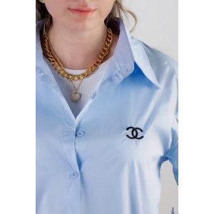 Рубашка женская №055206 коттон (р-ры: 42-50) голубой