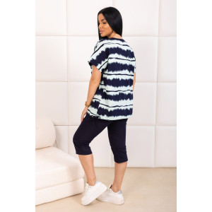 Костюм двойка женский 2140 кулирка (р-ры: 48-62) синий-ментол