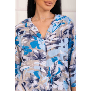 Рубашка женская 2176/2 кулирка (р-ры: 48-62) голубой-бежевый