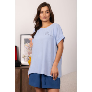 Костюм двойка женский 2182/1 жатка кантри (р-ры: 48-62) синий-голубой