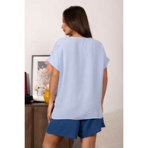 Костюм двойка женский 2182/1 жатка кантри (р-ры: 48-62) синий-голубой