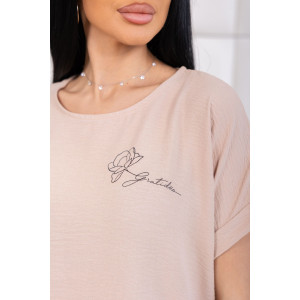 Костюм двойка женский 2182 жатка кантри (р-ры: 48-62) бежевый-коричневый