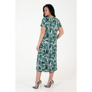 Платье женское "Ассоль-2" ПлК-1509 кулирка (р-ры: 48-62) осколки на зелен.