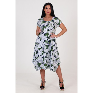 Платье женское "Волна" ПлК-458 кулирка (р-ры: 48-62) серо-зеленый папоротник