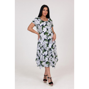 Платье женское "Волна" ПлК-458 кулирка (р-ры: 48-62) серо-зеленый папоротник