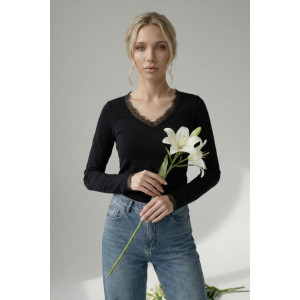 Лонгслив женский "Адель Ч" фуллайкра (р-ры: 40-50) черный