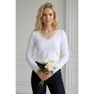 Лонгслив женский "Адель" фуллайкра (р-ры: 40-50) белый