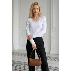 Лонгслив женский "Адель" фуллайкра (р-ры: 40-50) белый