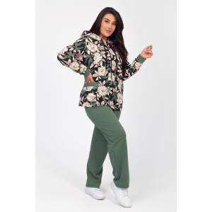 Костюм двойка женский "Дорис" ФК-17 футер с лайкрой (р-ры: 48-60) олива